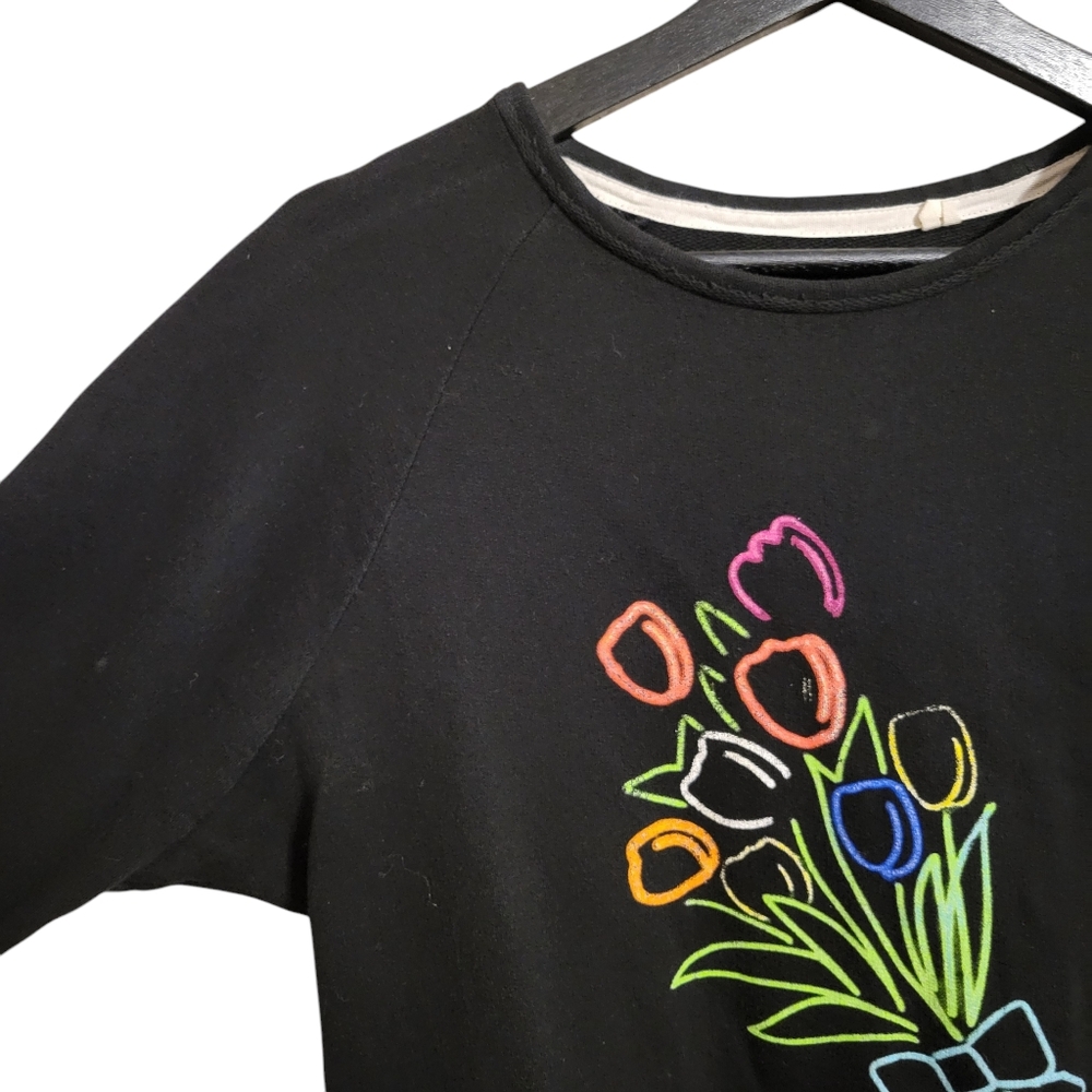 Rag & Bone Black Floral Oversized Pullover Sweatshirt - Picture 3 of 8